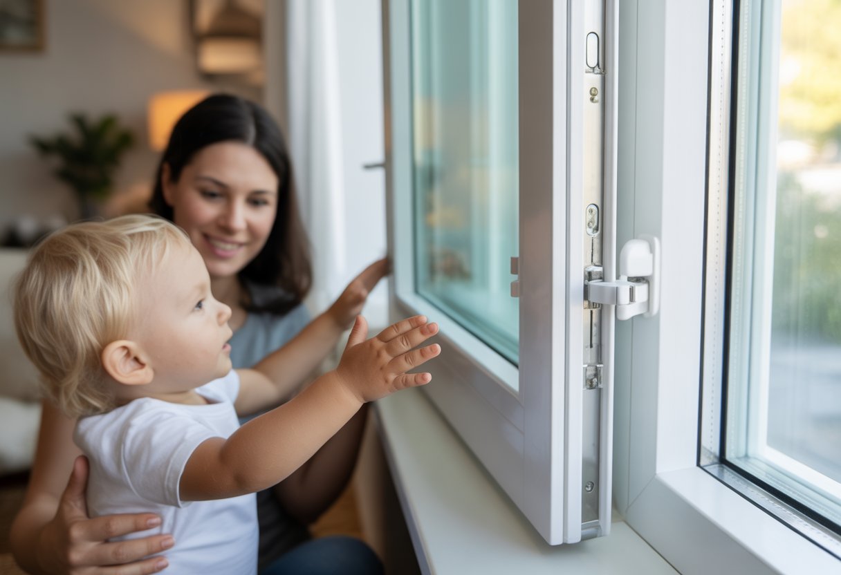 mother with baby near a window