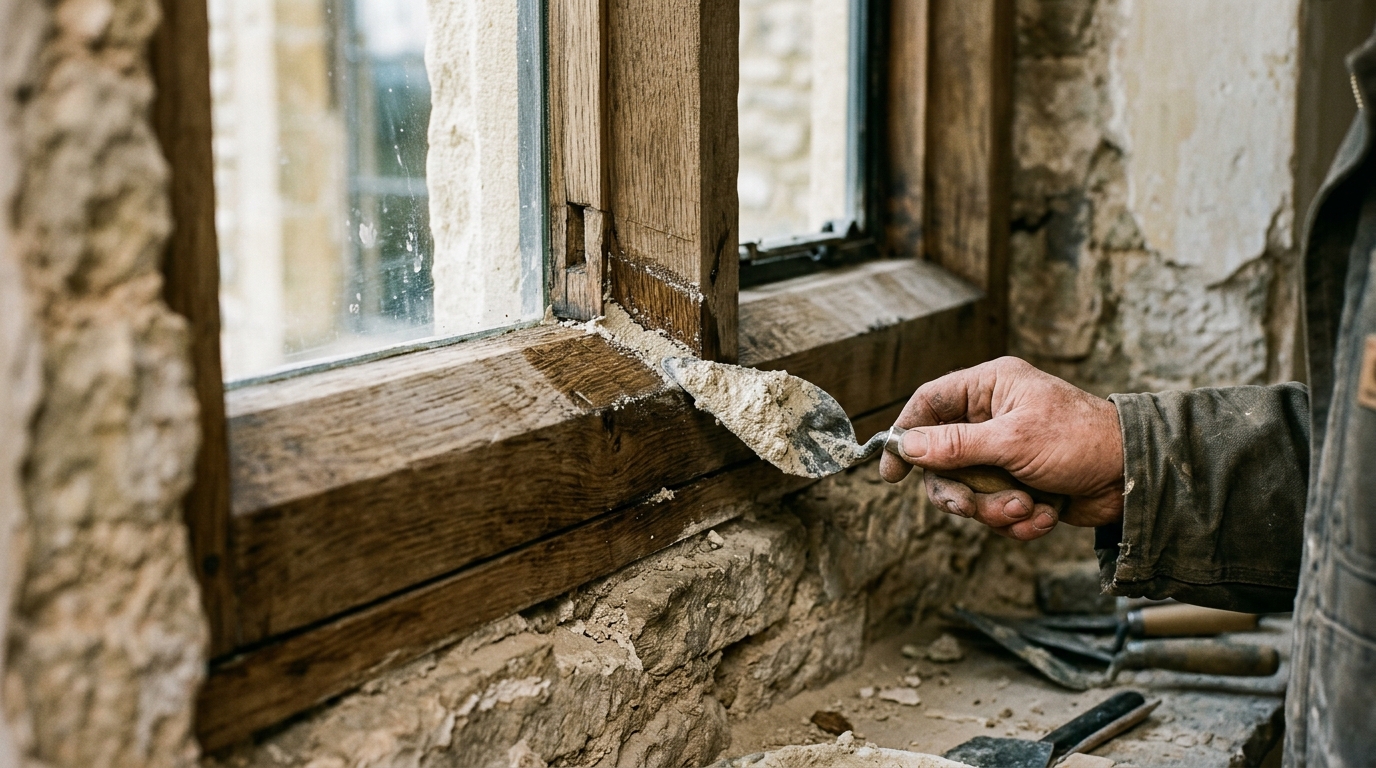 repairing a wooden window frame