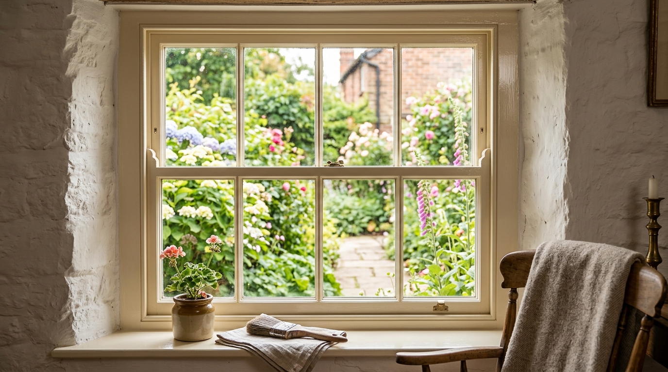 Sash window after repainting