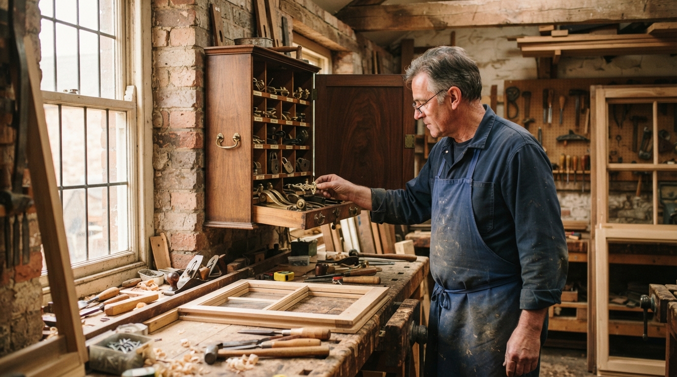A craftsman choosing the Correct Hardware for Sashes